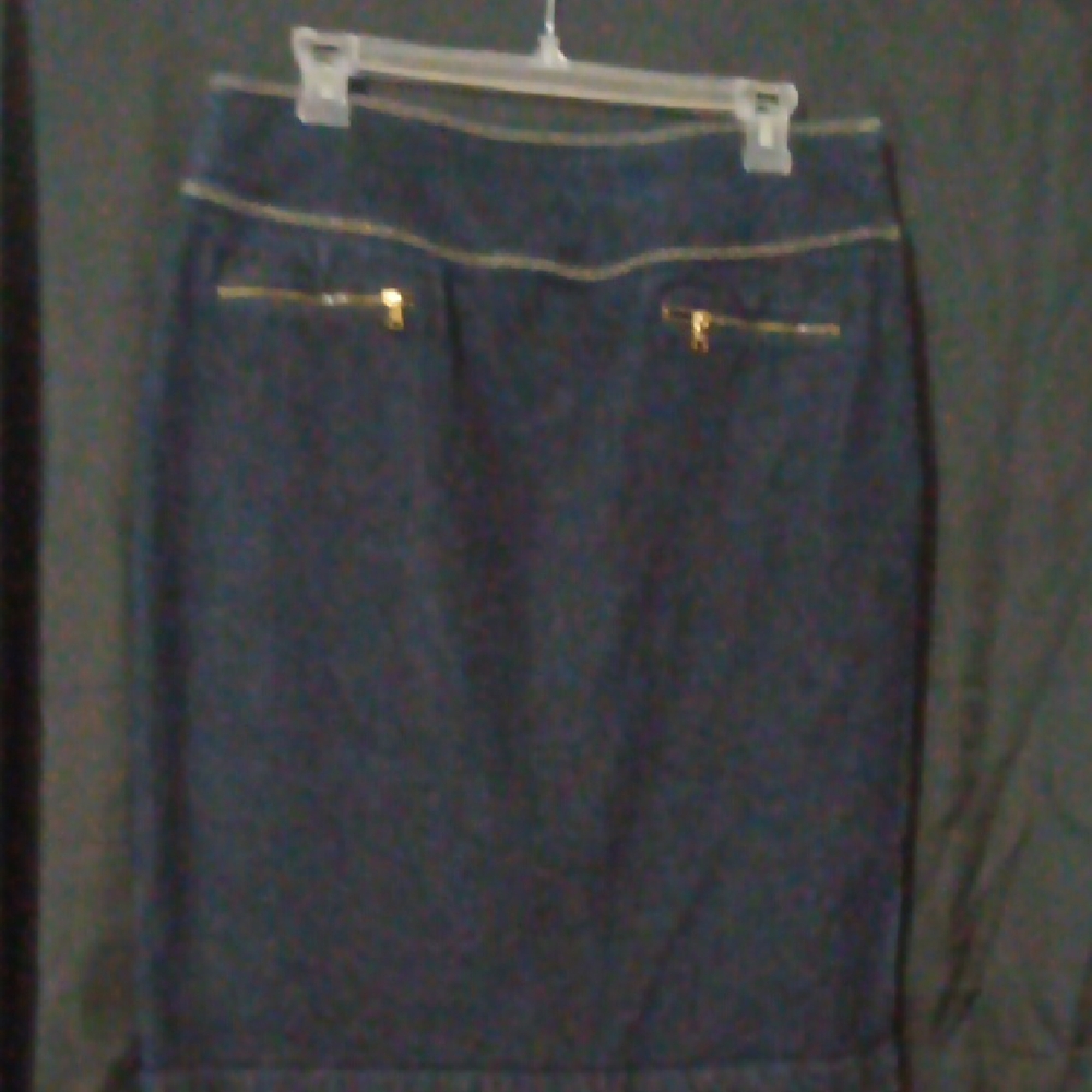 Lauren Ralph Lauren Blue Gold Knee-Length Pencil Skirt
